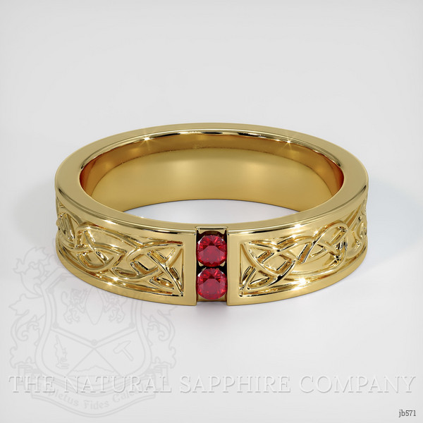 14K Yellow Gold Ruby Men's Wedding Band