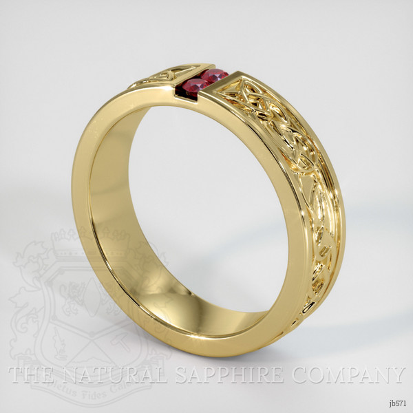 14K Yellow Gold Ruby Men's Wedding Band