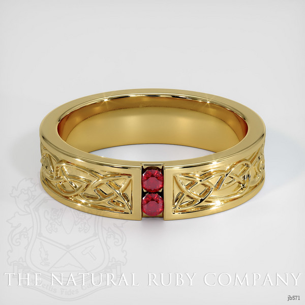 18K Yellow Gold Ruby Men's Wedding Band