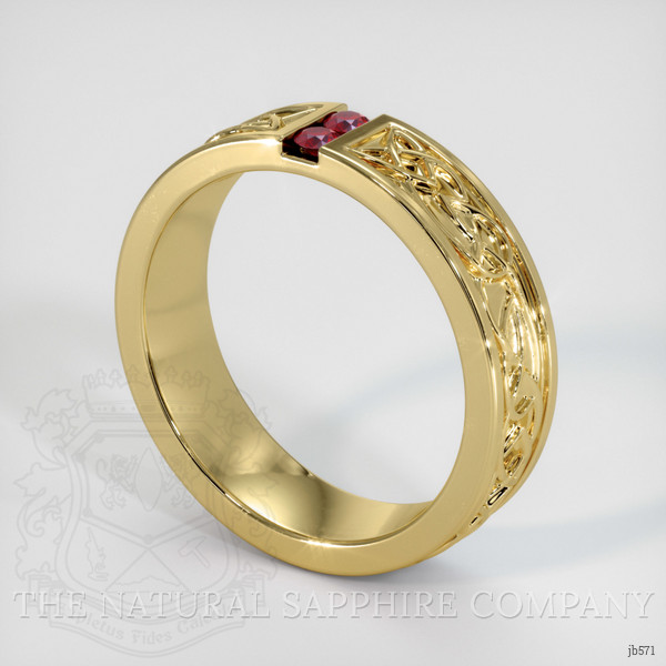18K Yellow Gold Ruby Men's Wedding Band