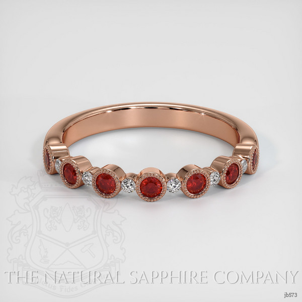 14K Rose Gold Diamond and Ruby Bezel Wedding Band