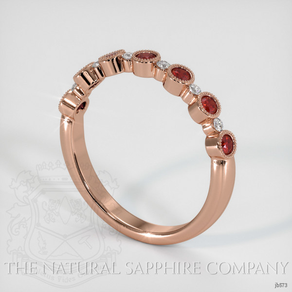 14K Rose Gold Diamond and Ruby Bezel Wedding Band
