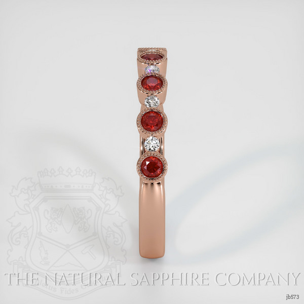 14K Rose Gold Diamond and Ruby Bezel Wedding Band