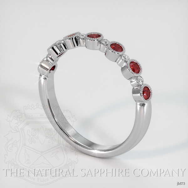 14K White Gold Ruby and Diamond Bezel Wedding Band