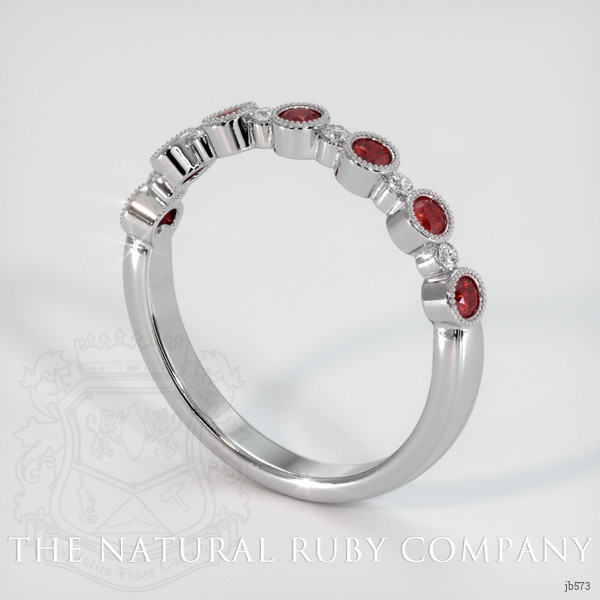 14K White Gold Ruby and Diamond Bezel Wedding Band