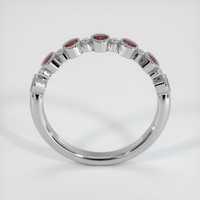 14K White Gold Ruby and Diamond Bezel Wedding Band Image