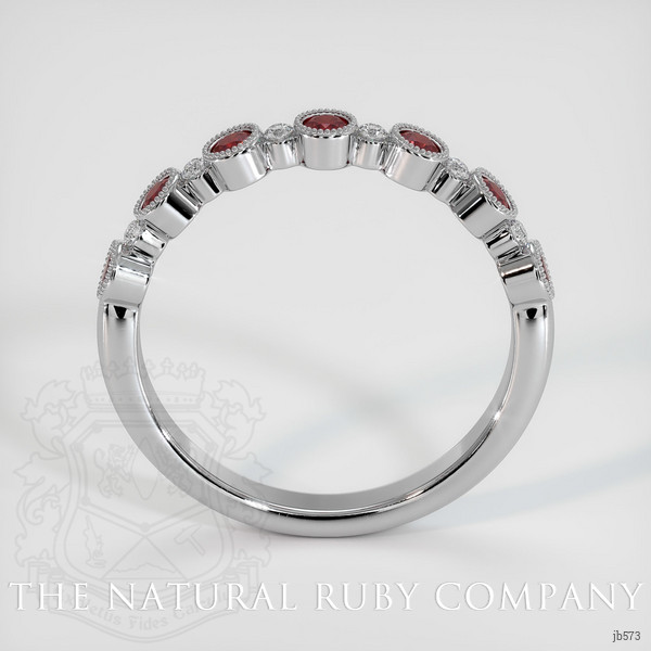 14K White Gold Ruby and Diamond Bezel Wedding Band