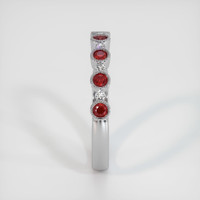 14K White Gold Ruby and Diamond Bezel Wedding Band Image