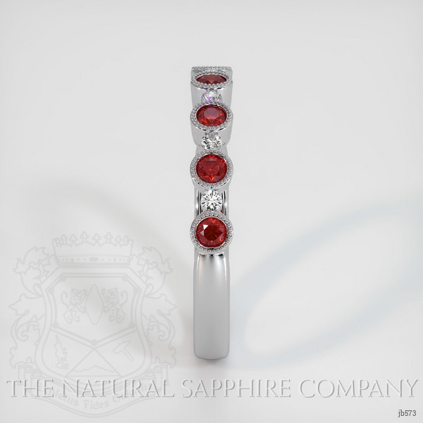 14K White Gold Ruby and Diamond Bezel Wedding Band