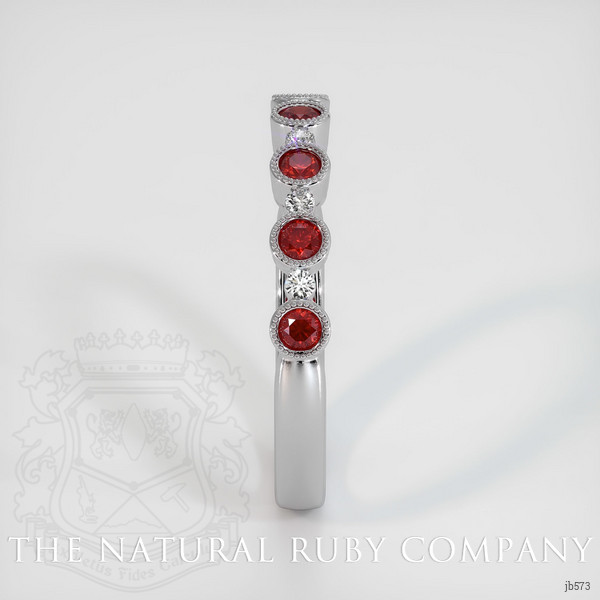 14K White Gold Ruby and Diamond Bezel Wedding Band