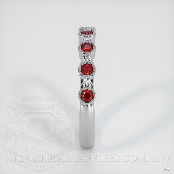 18K White Gold Ruby and Diamond Bezel Wedding Band