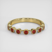 14K Yellow Gold Ruby and Diamond Bezel Wedding Band Image
