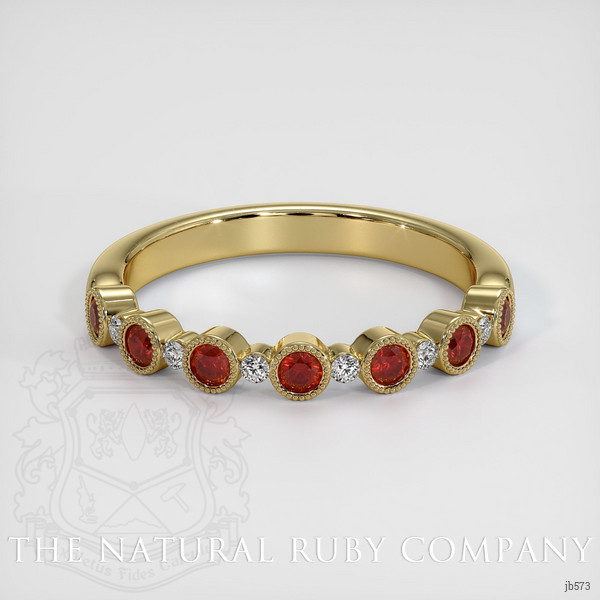 14K Yellow Gold Ruby and Diamond Bezel Wedding Band