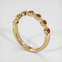 14K Yellow Gold Ruby and Diamond Bezel Wedding Band Image