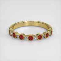 18K Yellow Gold Ruby and Diamond Bezel Wedding Band Image