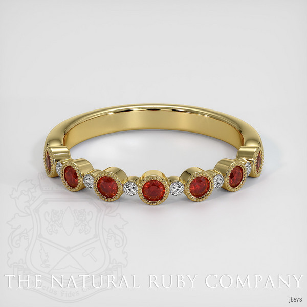 18K Yellow Gold Ruby and Diamond Bezel Wedding Band