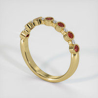 18K Yellow Gold Ruby and Diamond Bezel Wedding Band Image
