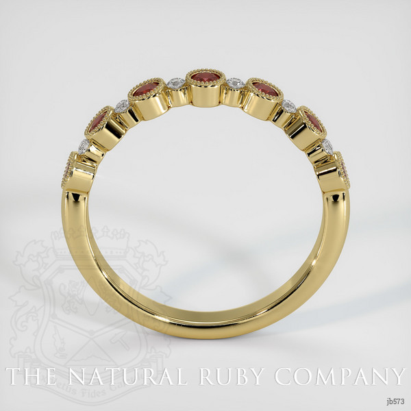 18K Yellow Gold Ruby and Diamond Bezel Wedding Band