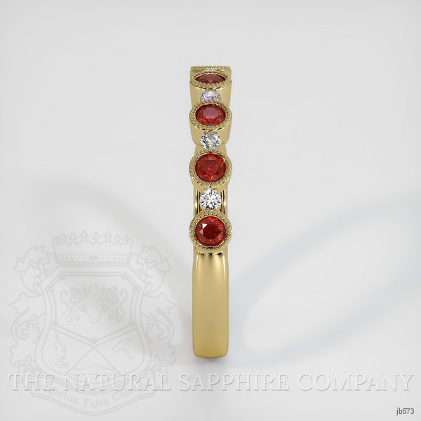 18K Yellow Gold Ruby and Diamond Bezel Wedding Band