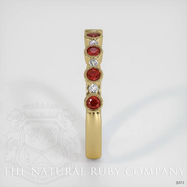 18K Yellow Gold Ruby and Diamond Bezel Wedding Band