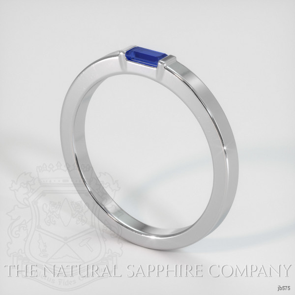 14K White Gold Blue Sapphire Men's Wedding Band