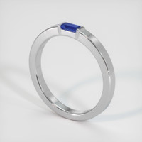 18K White Gold Blue Sapphire Men's Wedding Band Image