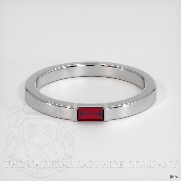 18K White Gold Ruby Men's Wedding Band