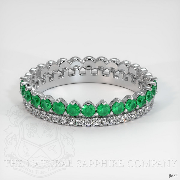 Platinum 950 Emerald and Diamond Eternity Wedding Band