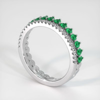 Platinum 950 Emerald and Diamond Eternity Wedding Band Image