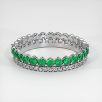 18K White Gold Emerald and Diamond Eternity Wedding Band Image