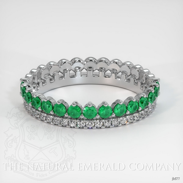 18K White Gold Emerald and Diamond Eternity Wedding Band