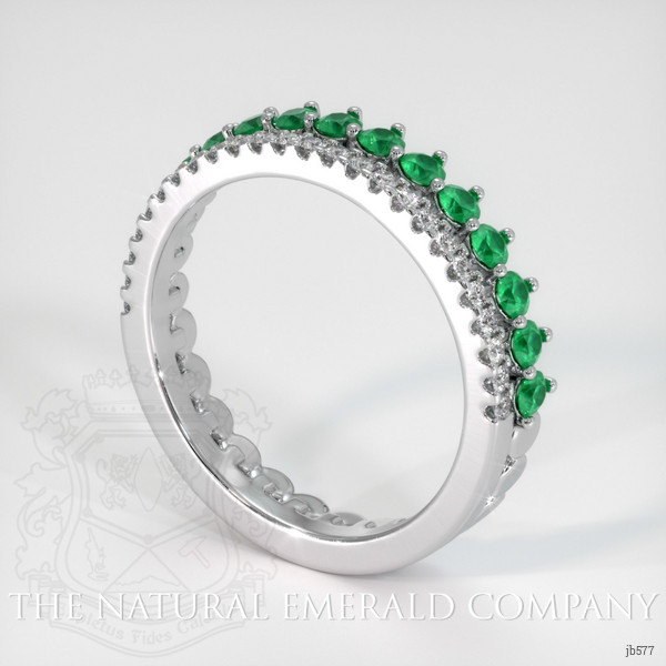 18K White Gold Emerald and Diamond Eternity Wedding Band