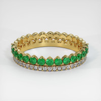 1.45 Ct. Emerald and Diamond, Yellow Gold wedding band