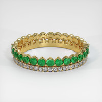 18K Yellow Gold Emerald and Diamond Eternity Wedding Band Image