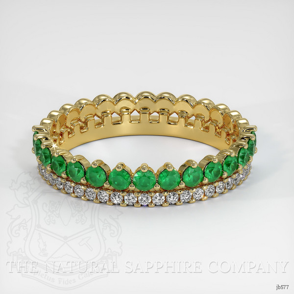 18K Yellow Gold Emerald and Diamond Eternity Wedding Band