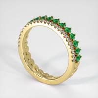 18K Yellow Gold Emerald and Diamond Eternity Wedding Band Image