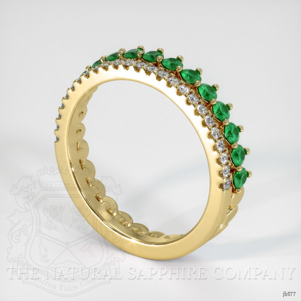 18K Yellow Gold Emerald and Diamond Eternity Wedding Band