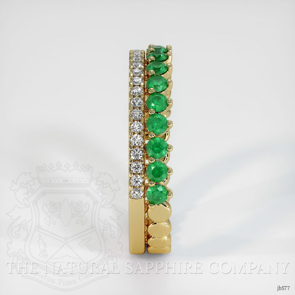 18K Yellow Gold Emerald and Diamond Eternity Wedding Band