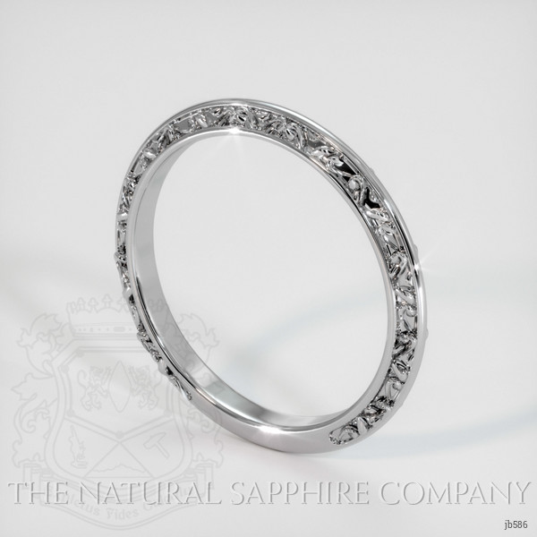 18K White Gold Antique Style Plain Band