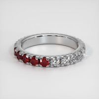 14K White Gold Ruby and Diamond Eternity Wedding Band Image