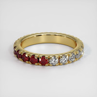 14K Yellow Gold Ruby and Diamond Eternity Wedding Band Image