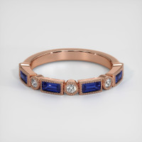 14K Rose Gold Blue Sapphire and Diamond Antique Style Wedding Band Video