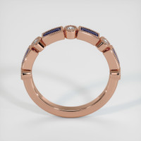 14K Rose Gold Blue Sapphire and Diamond Antique Style Wedding Band Image