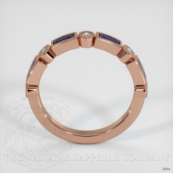 14K Rose Gold Blue Sapphire and Diamond Antique Style Wedding Band