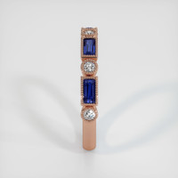 14K Rose Gold Blue Sapphire and Diamond Antique Style Wedding Band Image