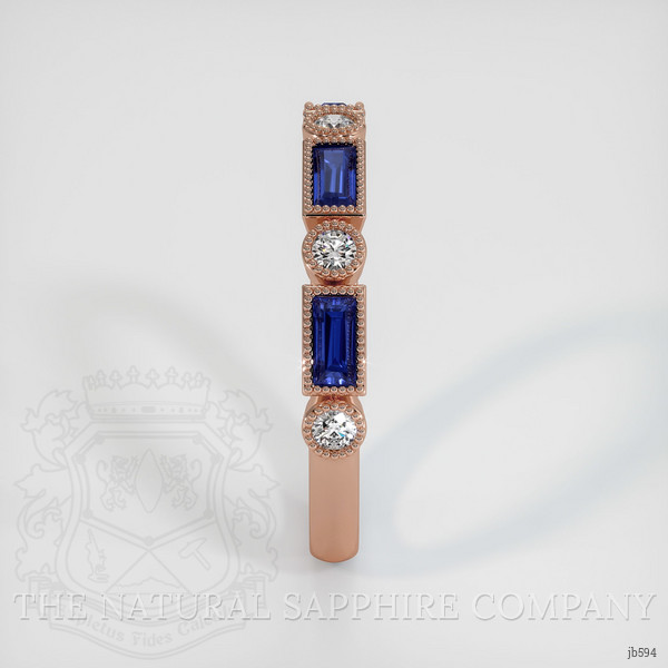 14K Rose Gold Blue Sapphire and Diamond Antique Style Wedding Band