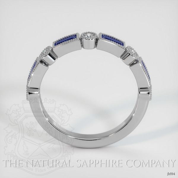 14K White Gold Blue Sapphire and Diamond Antique Style Wedding Band