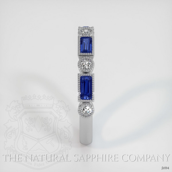 14K White Gold Blue Sapphire and Diamond Antique Style Wedding Band