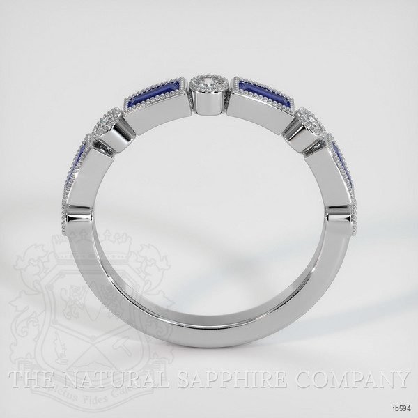 18K White Gold Blue Sapphire and Diamond Antique Style Wedding Band