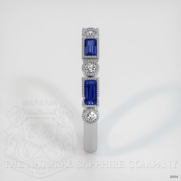 18K White Gold Blue Sapphire and Diamond Antique Style Wedding Band